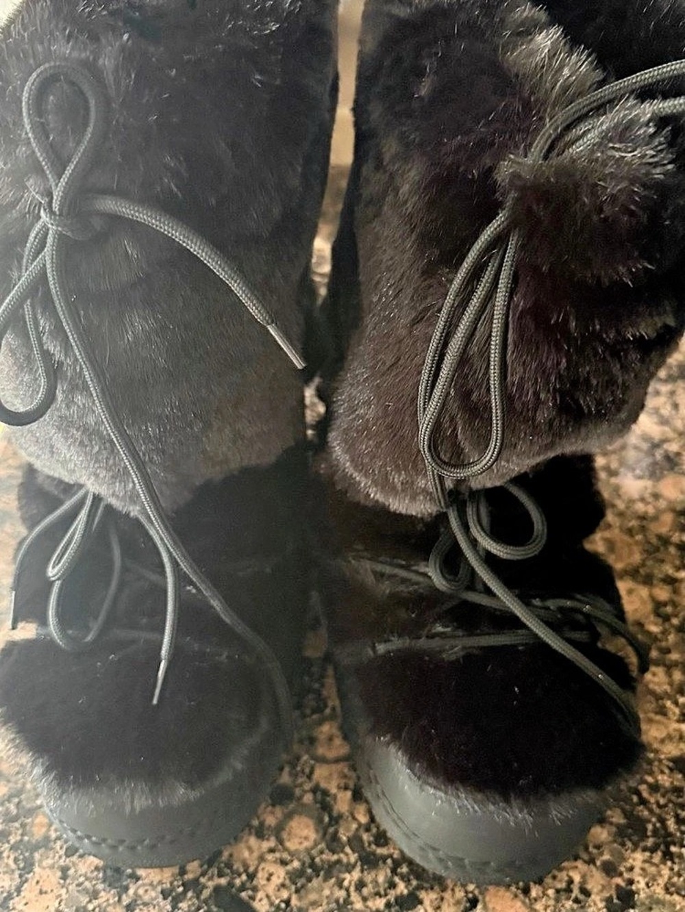 Faux Fur Winter Boots in Black Like New